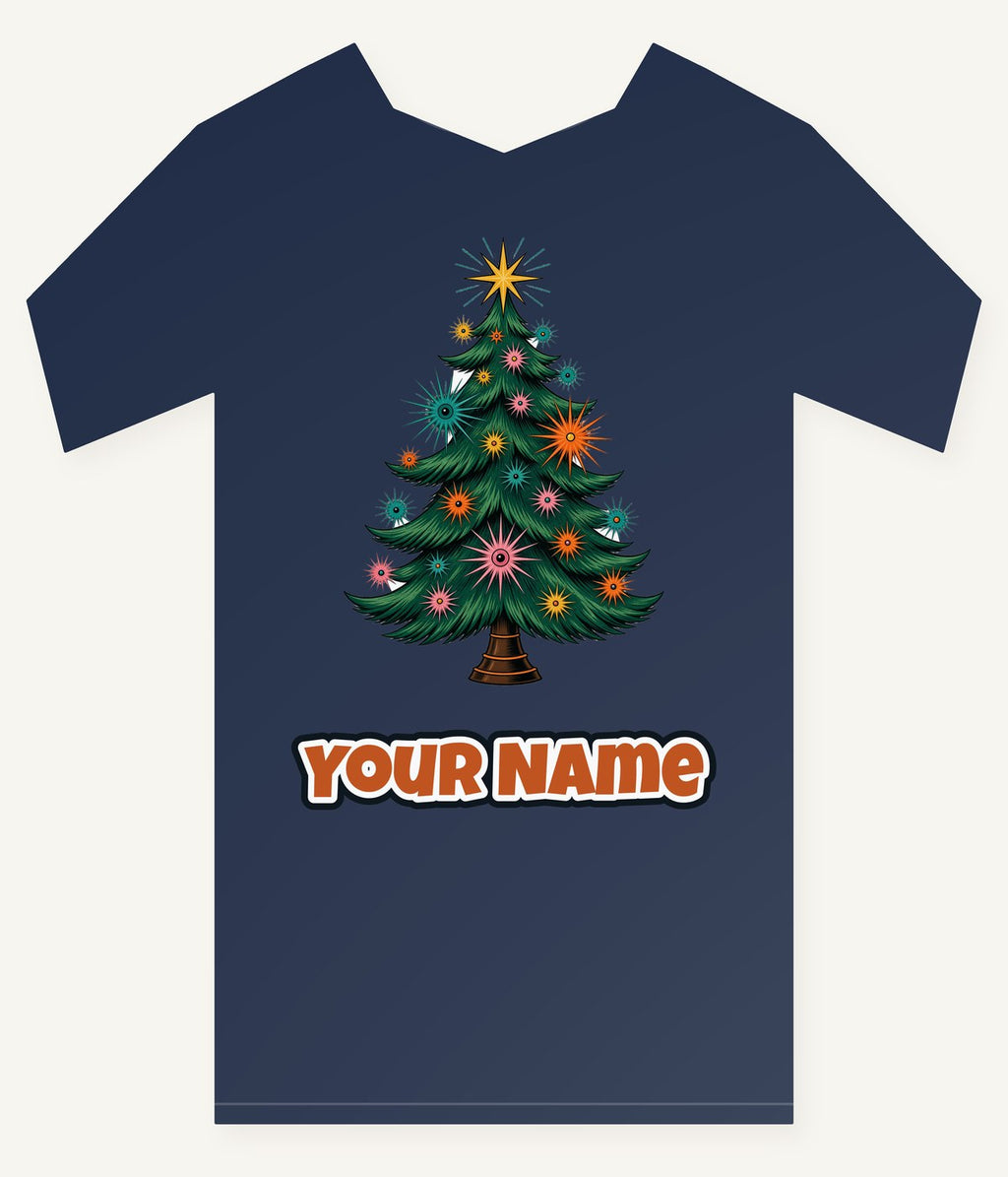 Retro Atomic Christmas Tree Personalised Kids Tee and Baby Bodysuit