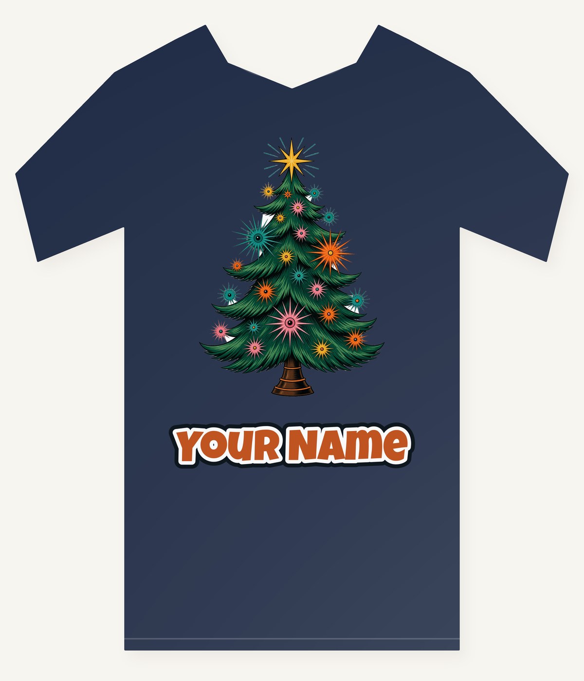 Retro Atomic Christmas Tree Personalised Kids Tee and Baby Bodysuit
