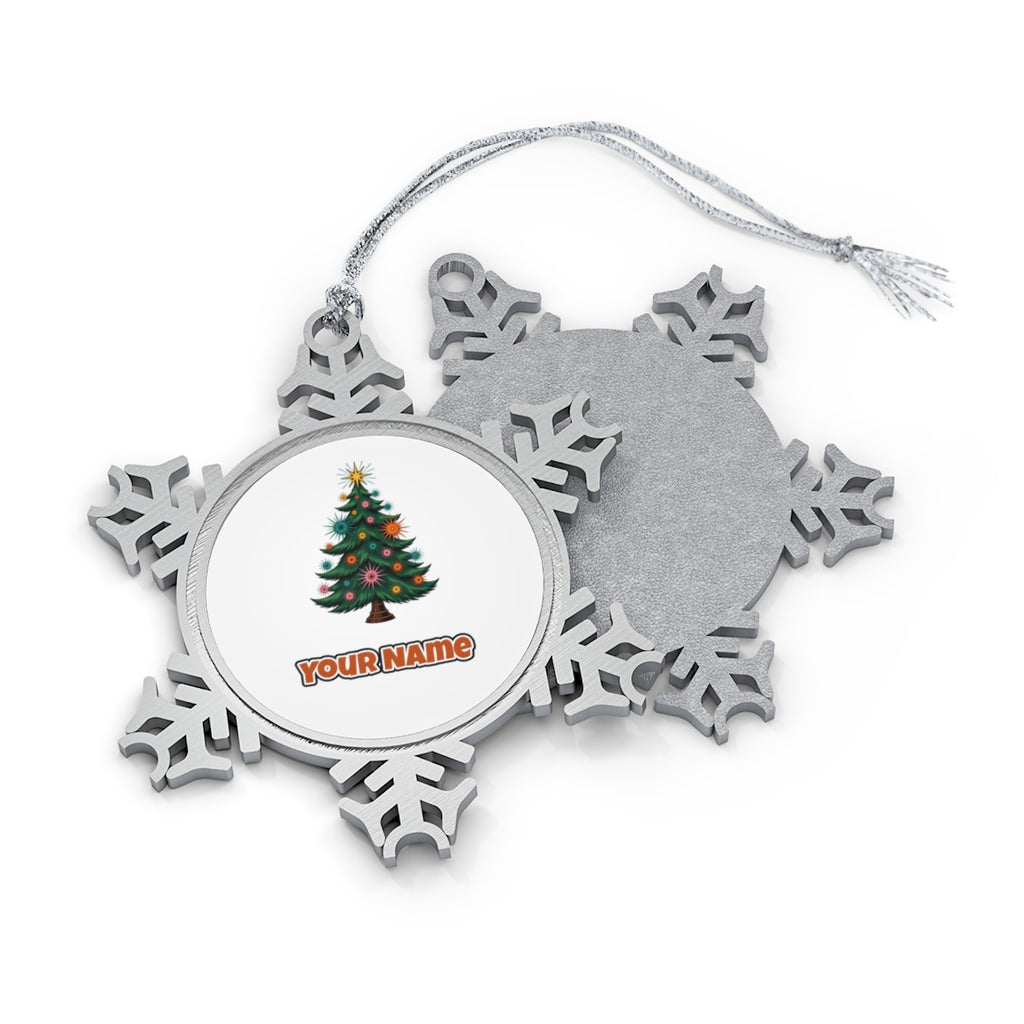 Retro Atomic Christmas Tree Personalised Pewter Christmas Ornament