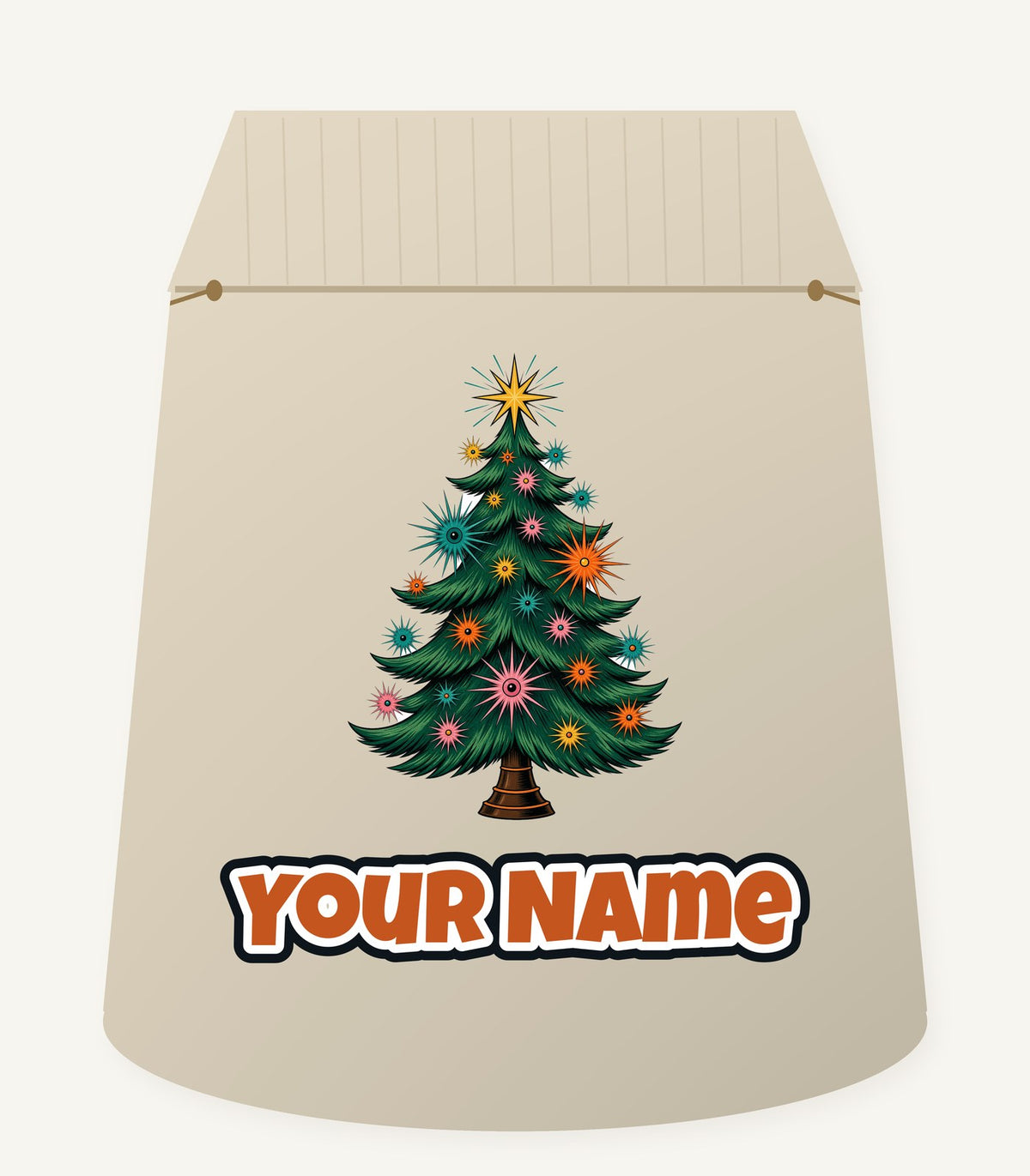 Retro Atomic Christmas Tree Personalised Santa Sack