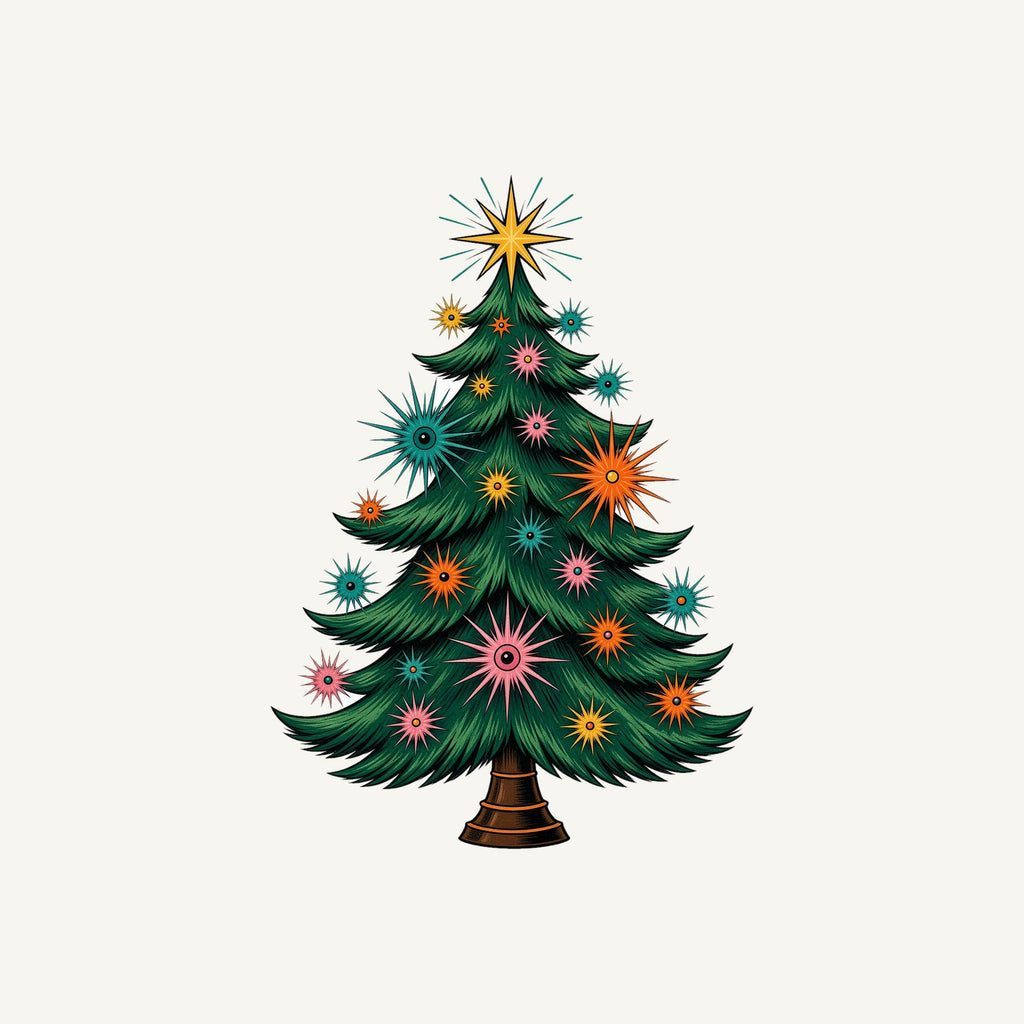 Retro Atomic Christmas Tree Personalised Santa Sack