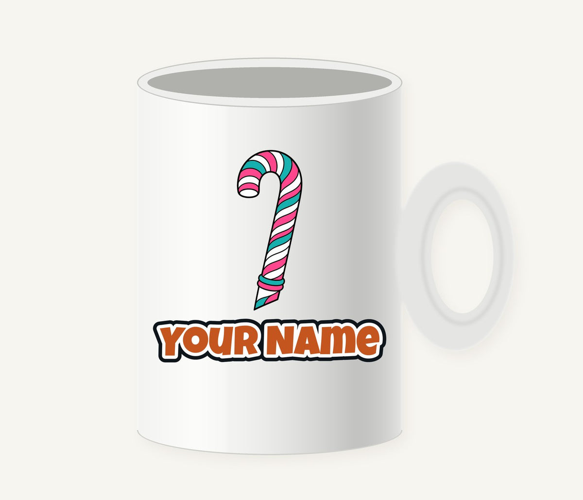 Retro Candy Cane Personalised Christmas Mug