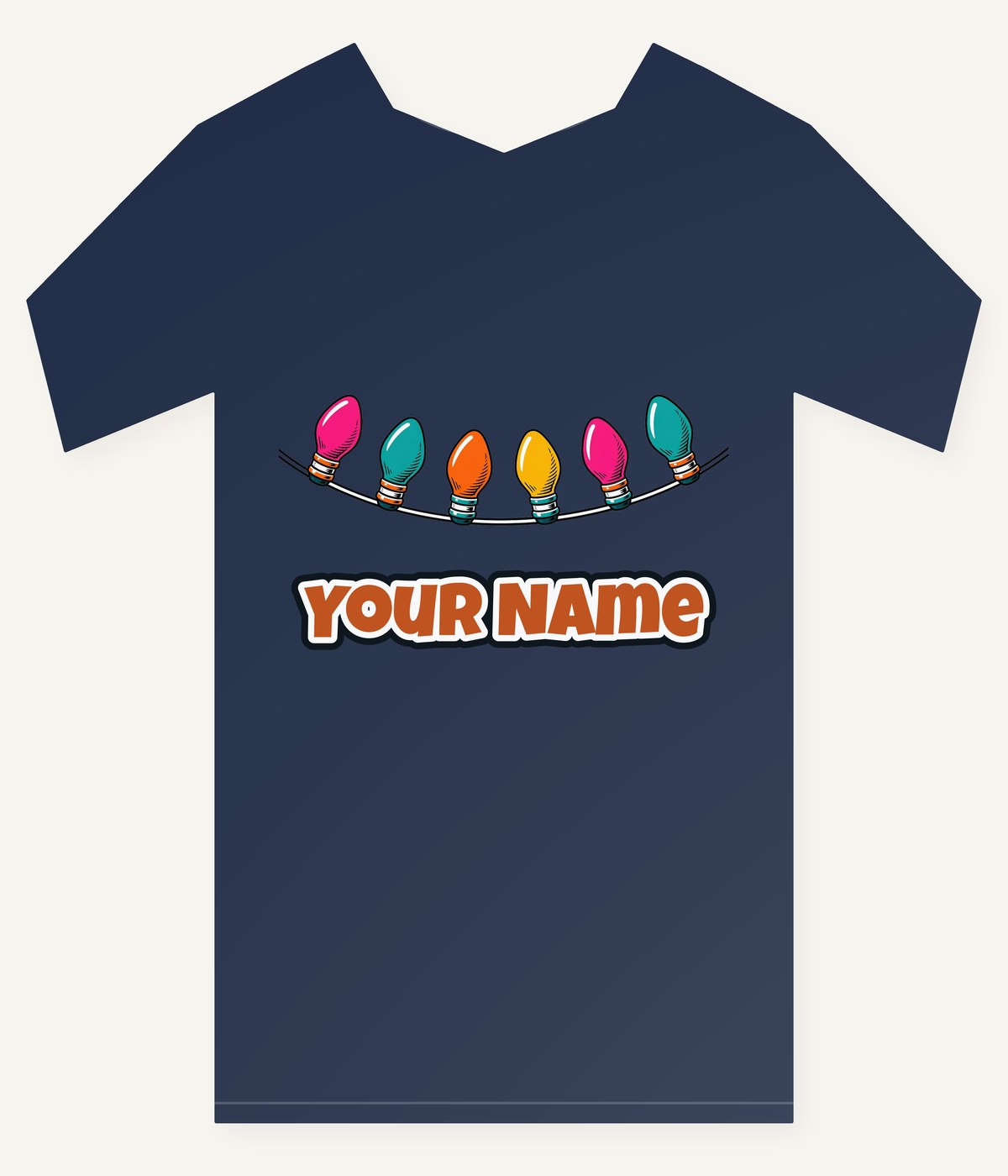 Retro Christmas Light Bulbs Personalised Kids Tee and Baby Bodysuit