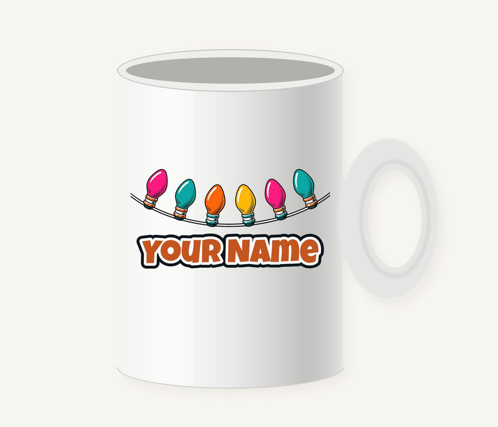 Retro Christmas Light Bulbs Personalised Christmas Mug