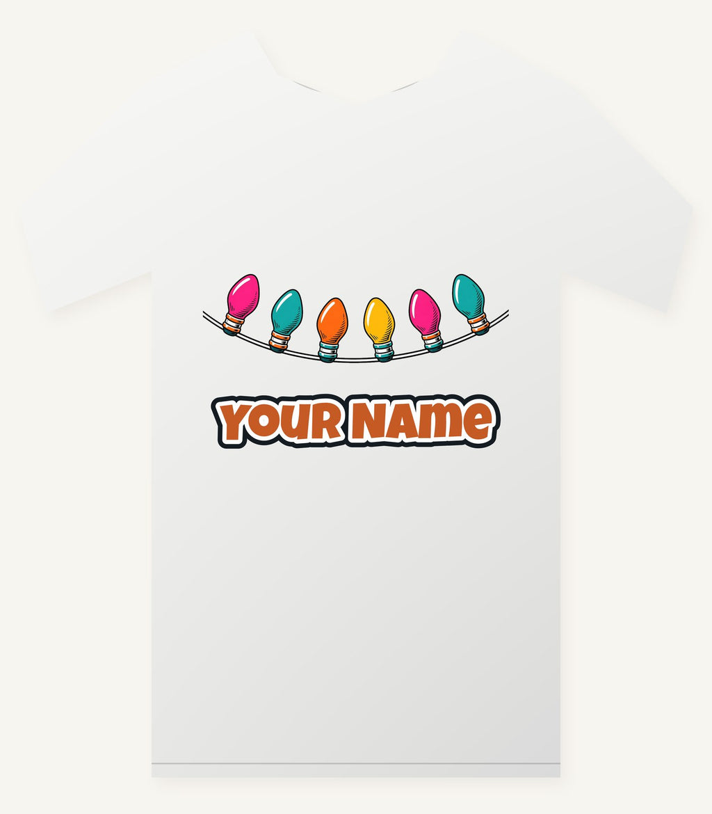 Retro Christmas Light Bulbs Personalised Christmas T-Shirt and Hoodie