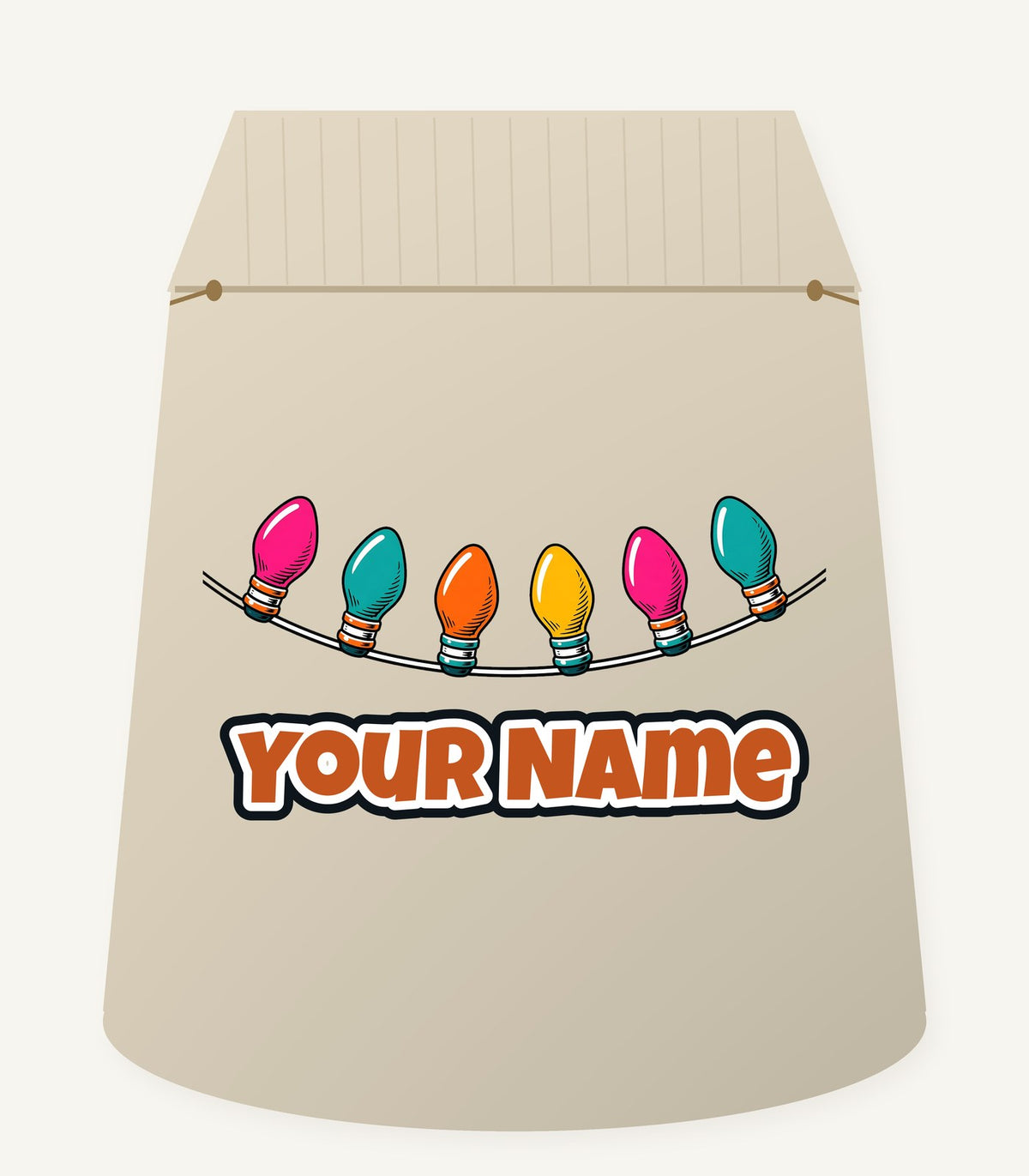 Retro Christmas Light Bulbs Personalised Santa Sack