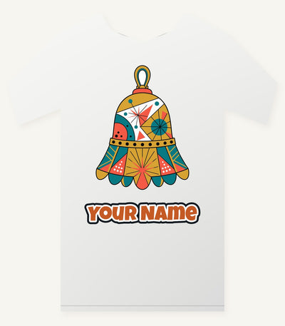 Retro Geometric Christmas Bell Personalised Christmas T-Shirt and Hoodie