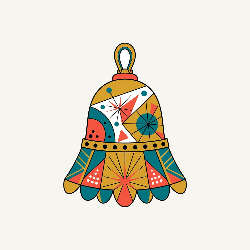 Retro Geometric Christmas Bell Personalised Christmas T-Shirt and Hoodie