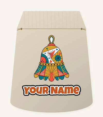 Retro Geometric Christmas Bell Personalised Santa Sack