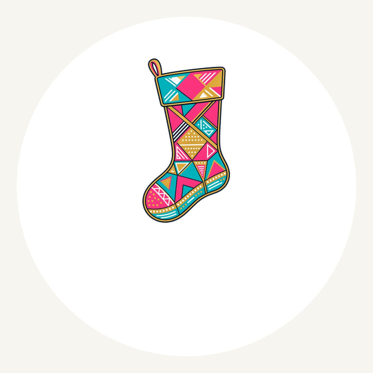 Retro Geometric Stocking Personalised Pewter Christmas Ornament