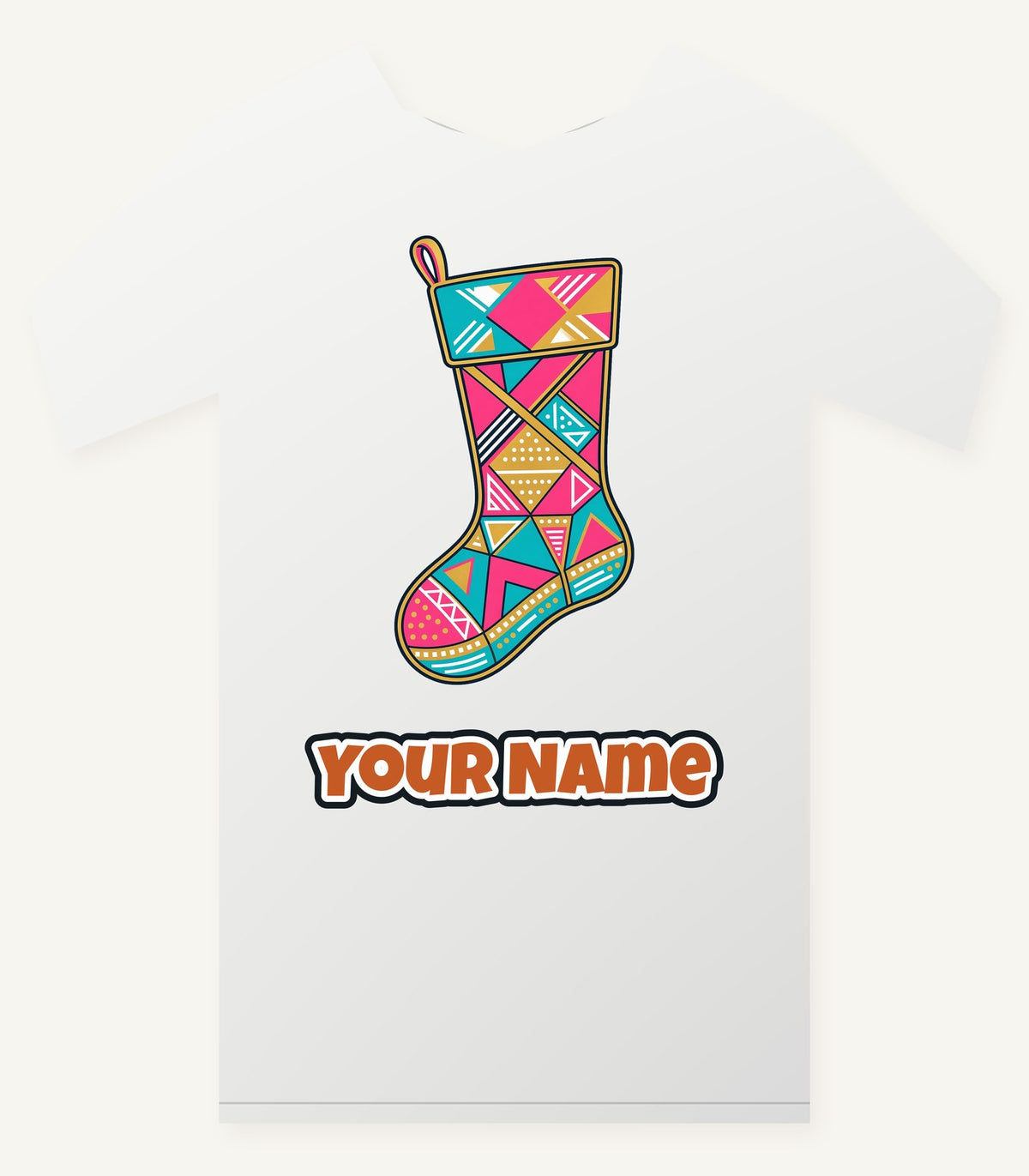 Retro Geometric Stocking Personalised Christmas T-Shirt and Hoodie