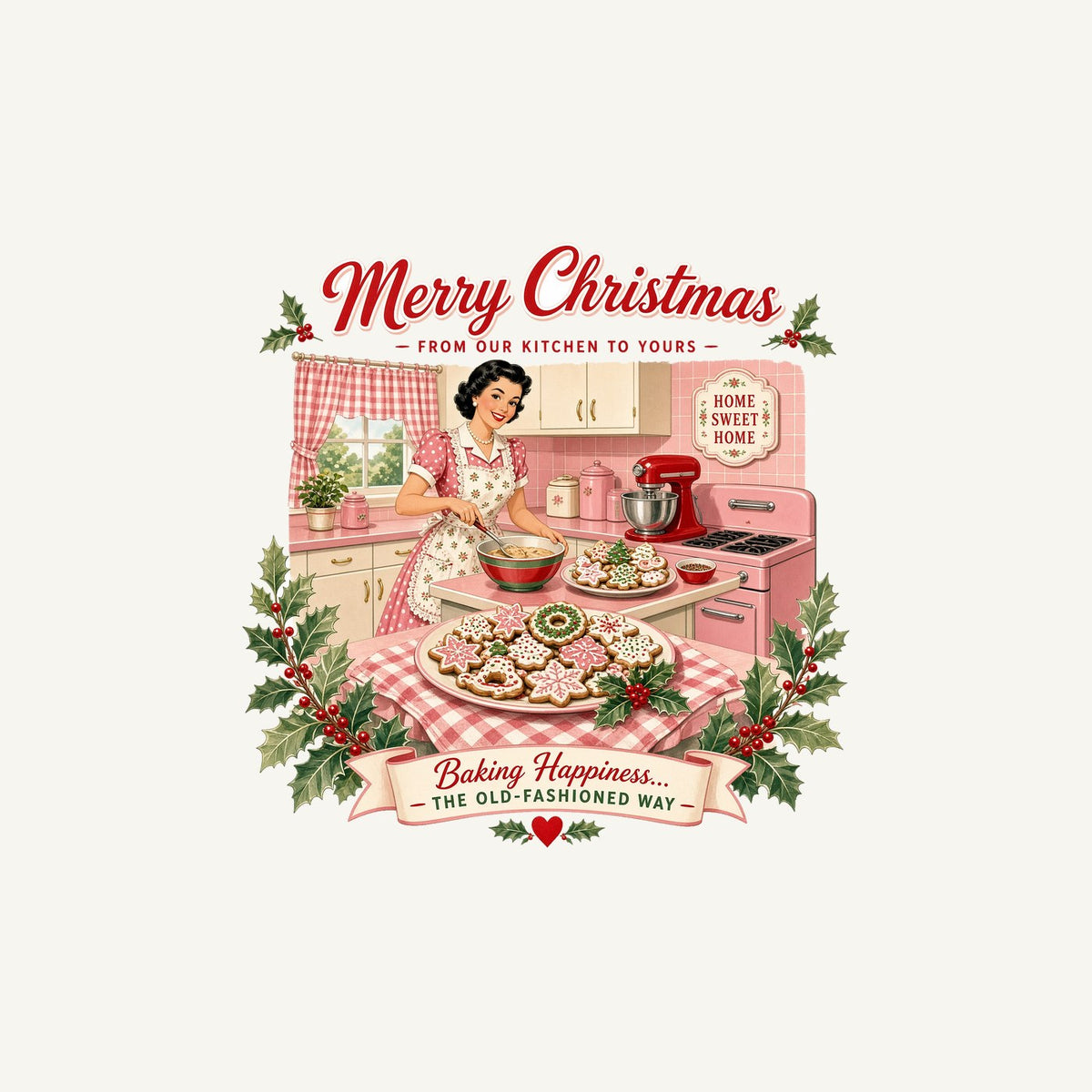 Retro Kitchen Christmas Baking Personalised Christmas Mug