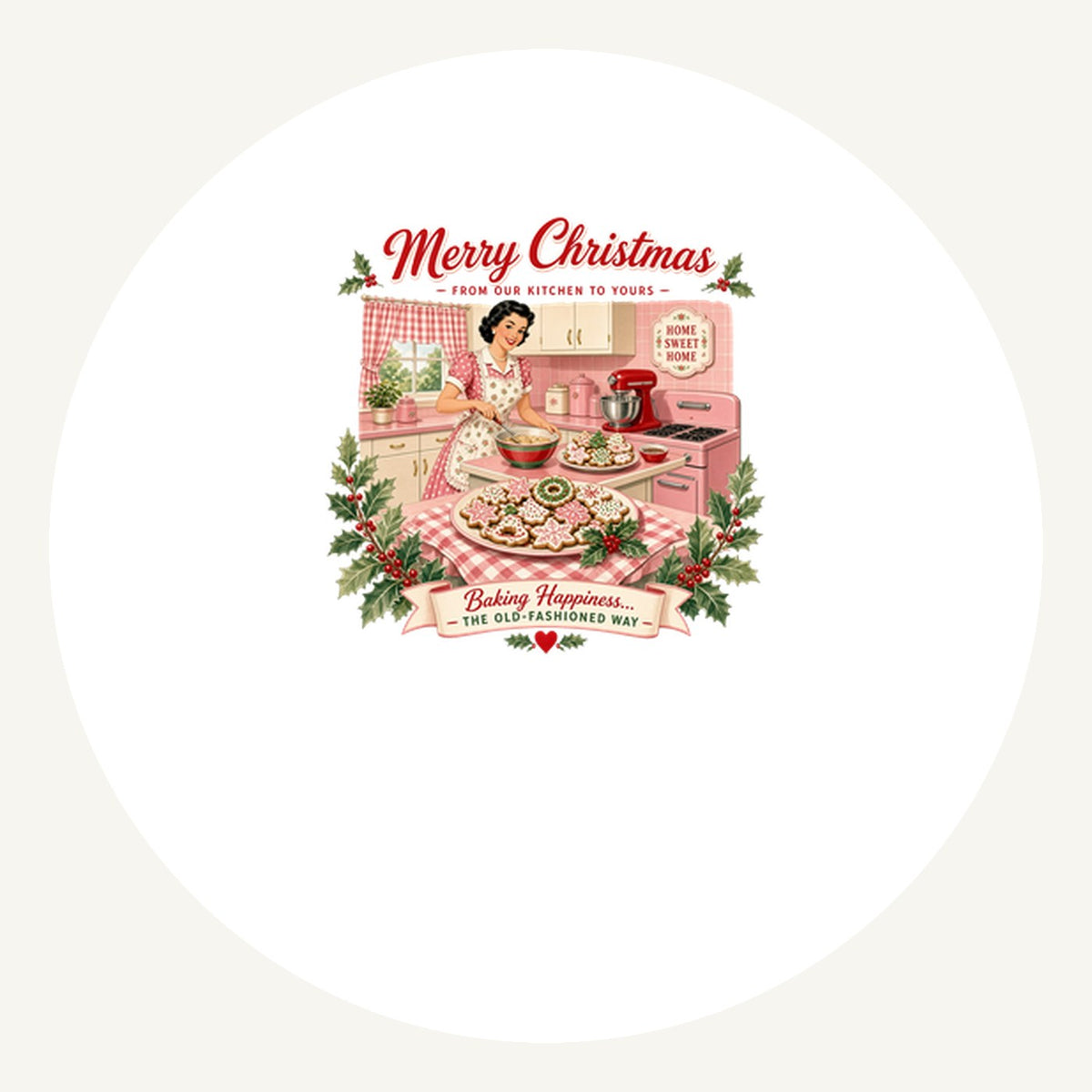 Retro Kitchen Christmas Baking Personalised Pewter Christmas Ornament