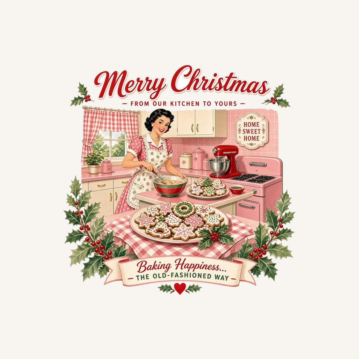 Retro Kitchen Christmas Baking Personalised Christmas T-Shirt and Hoodie