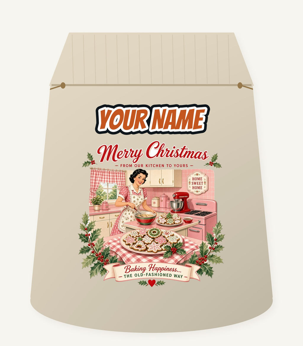 Retro Kitchen Christmas Baking Personalised Santa Sack