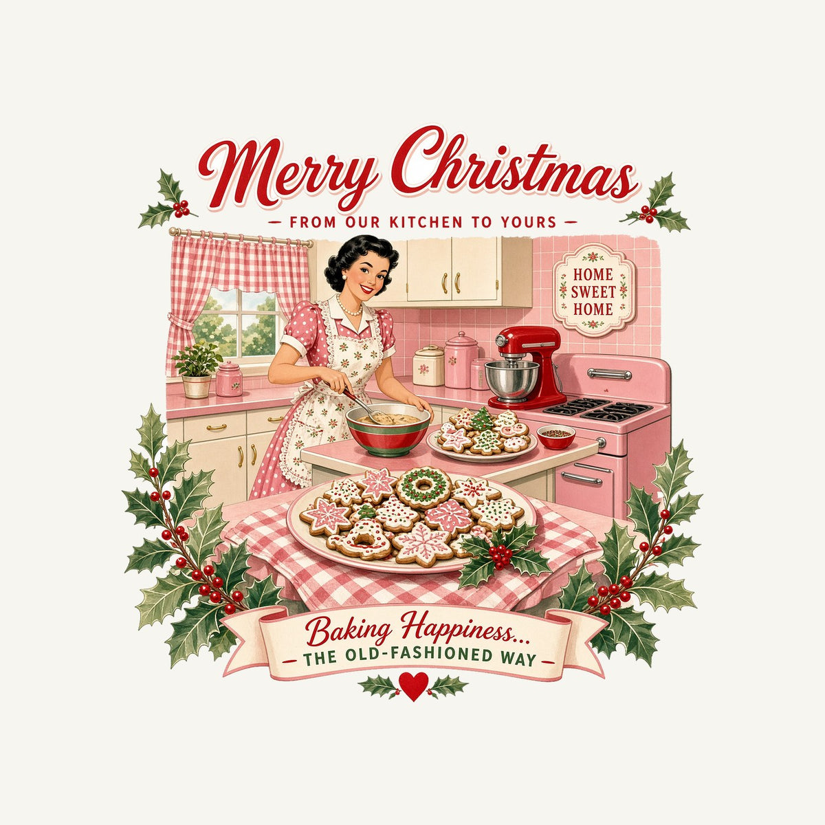 Retro Kitchen Christmas Baking Personalised Santa Sack