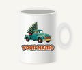 Retro Pickup With Christmas Tree Personalised Christmas Mug