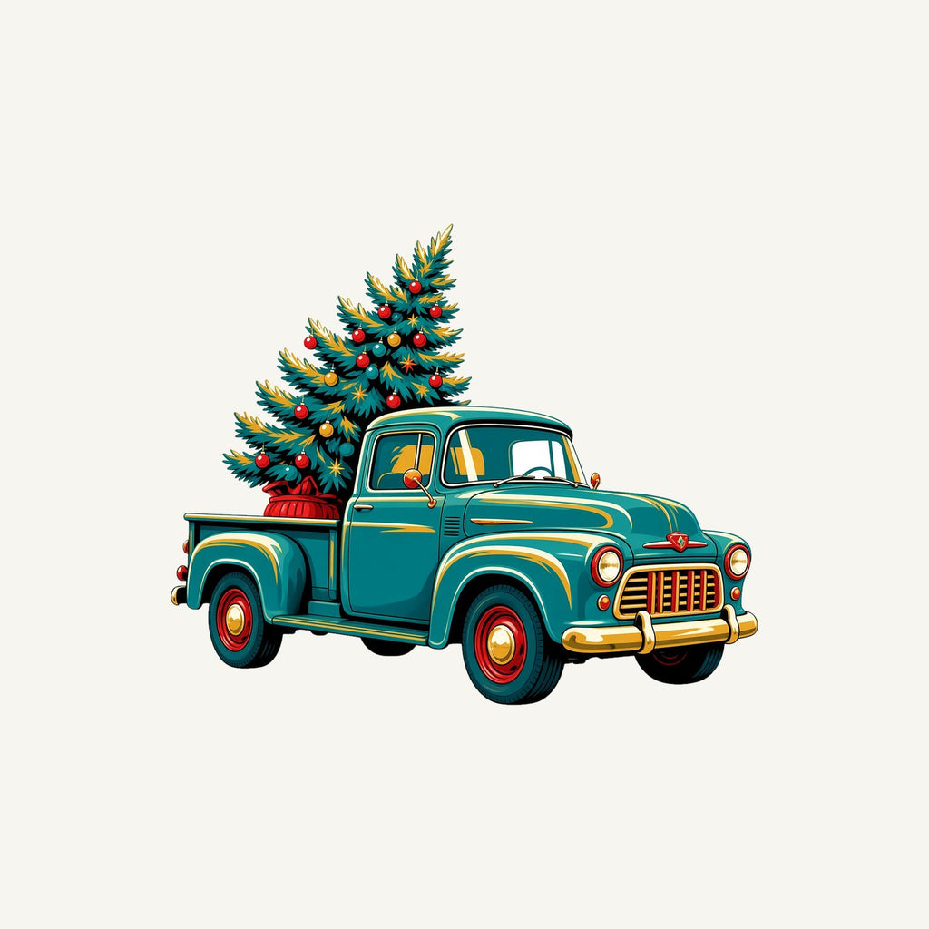 Retro Pickup With Christmas Tree Personalised Christmas Mug