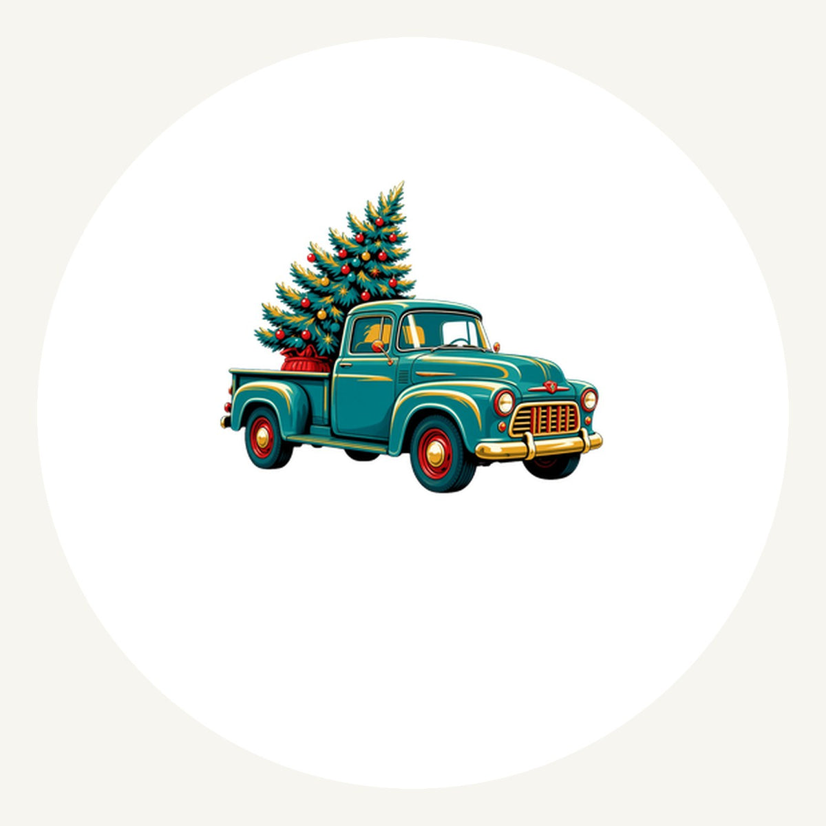 Retro Pickup With Christmas Tree Personalised Pewter Christmas Ornament