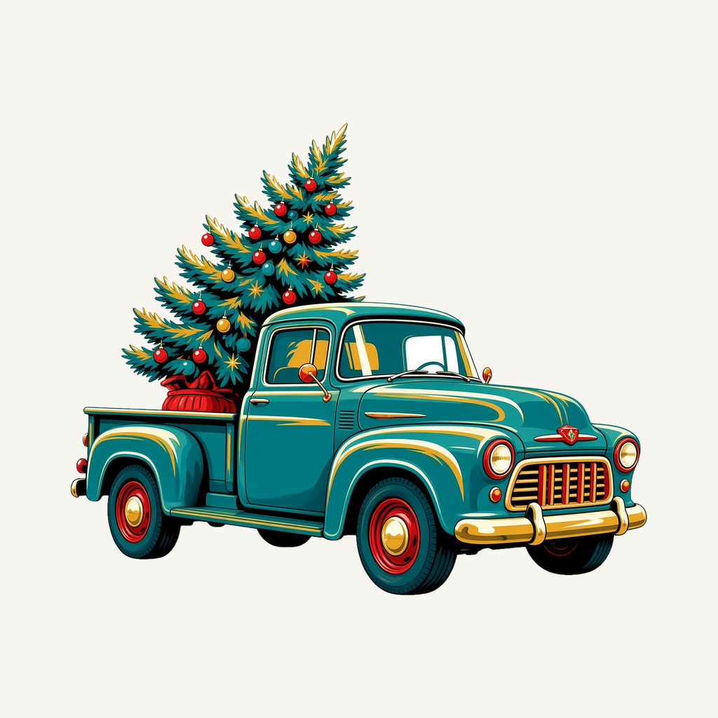 Retro Pickup With Christmas Tree Personalised Santa Sack
