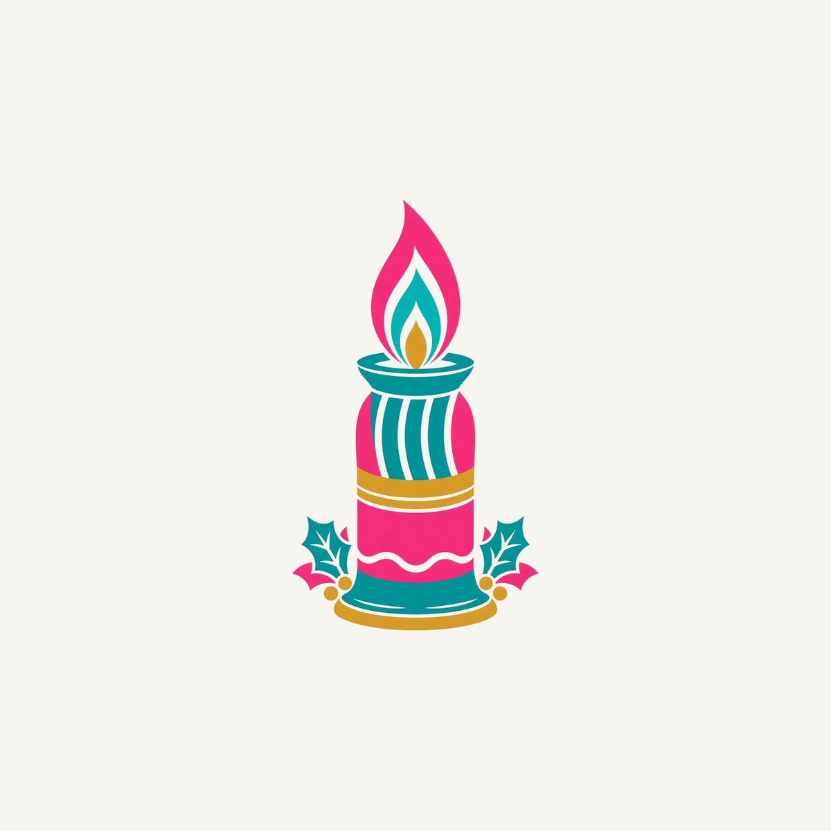 Retro Pink Christmas Candle Christmas artwork, the design printed on the personalised mug