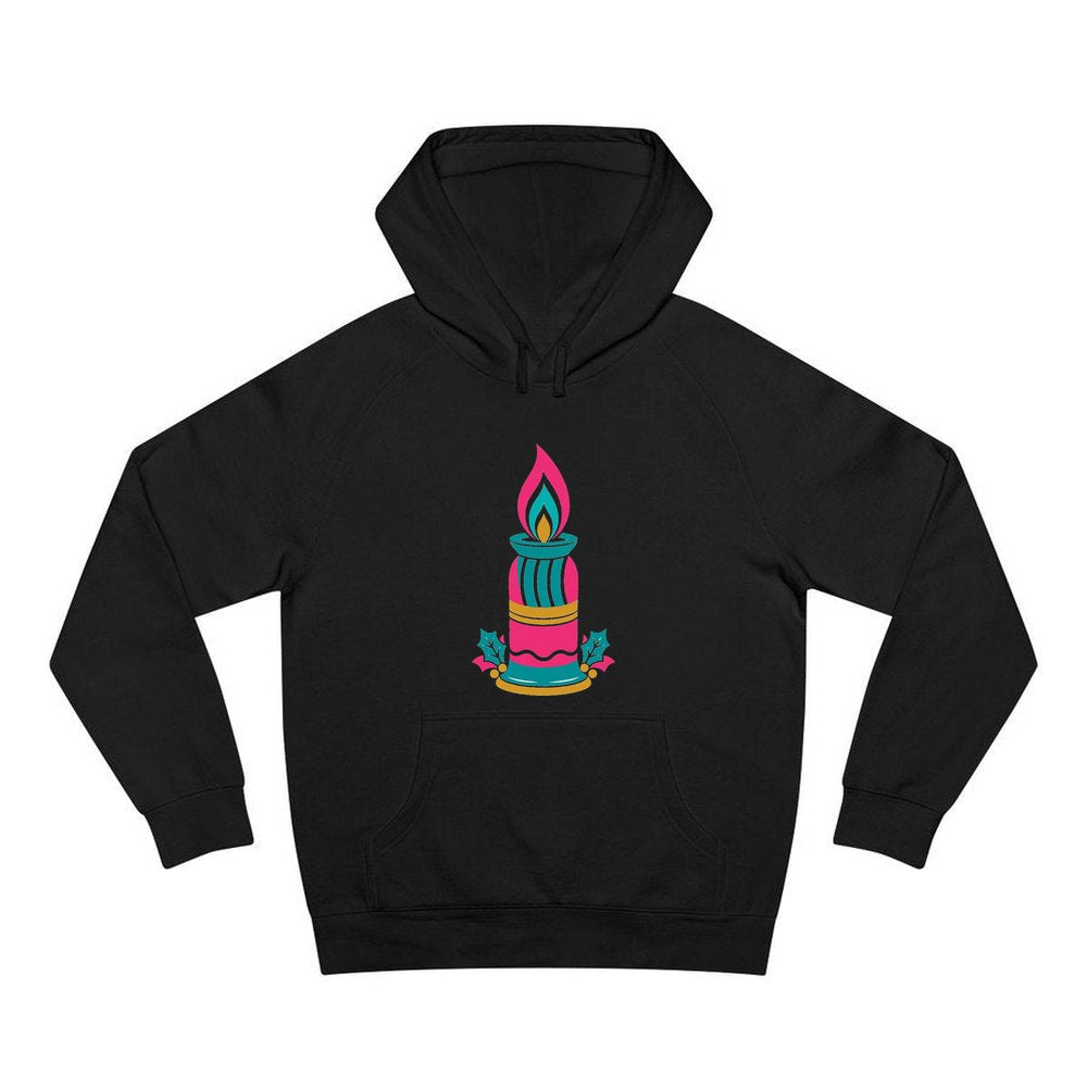 Retro Pink Christmas Candle personalised Christmas hoodie in black
