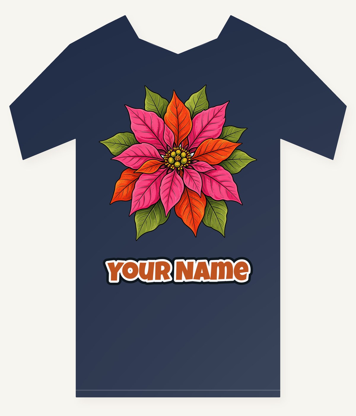 Retro Pink Poinsettia Bloom Personalised Kids Tee and Baby Bodysuit
