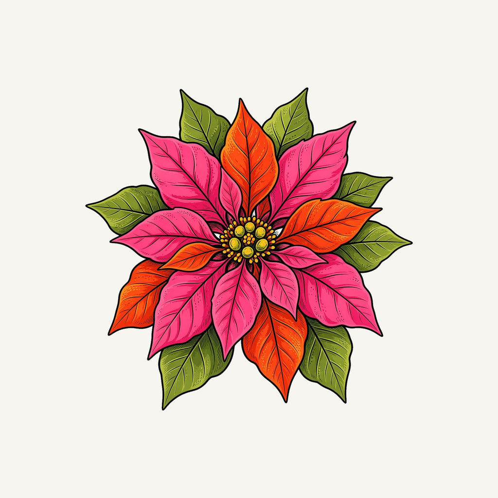 Retro Pink Poinsettia Bloom Personalised Kids Tee and Baby Bodysuit