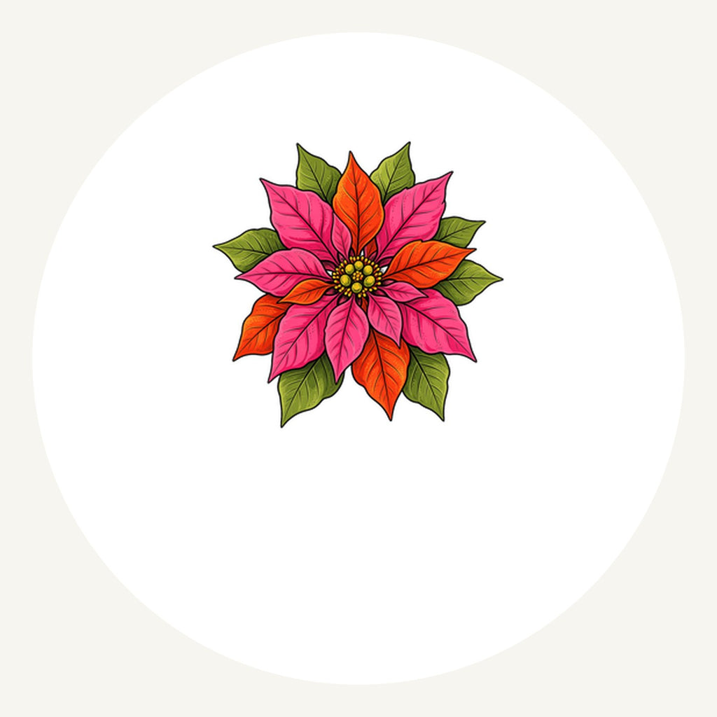 Retro Pink Poinsettia Bloom Personalised Pewter Christmas Ornament