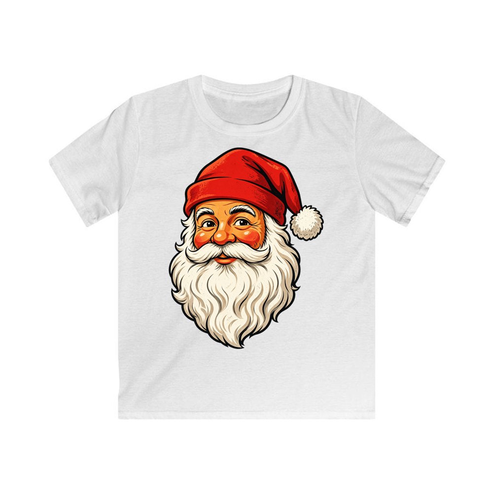 Retro Santa Face personalised kids Christmas tee in white