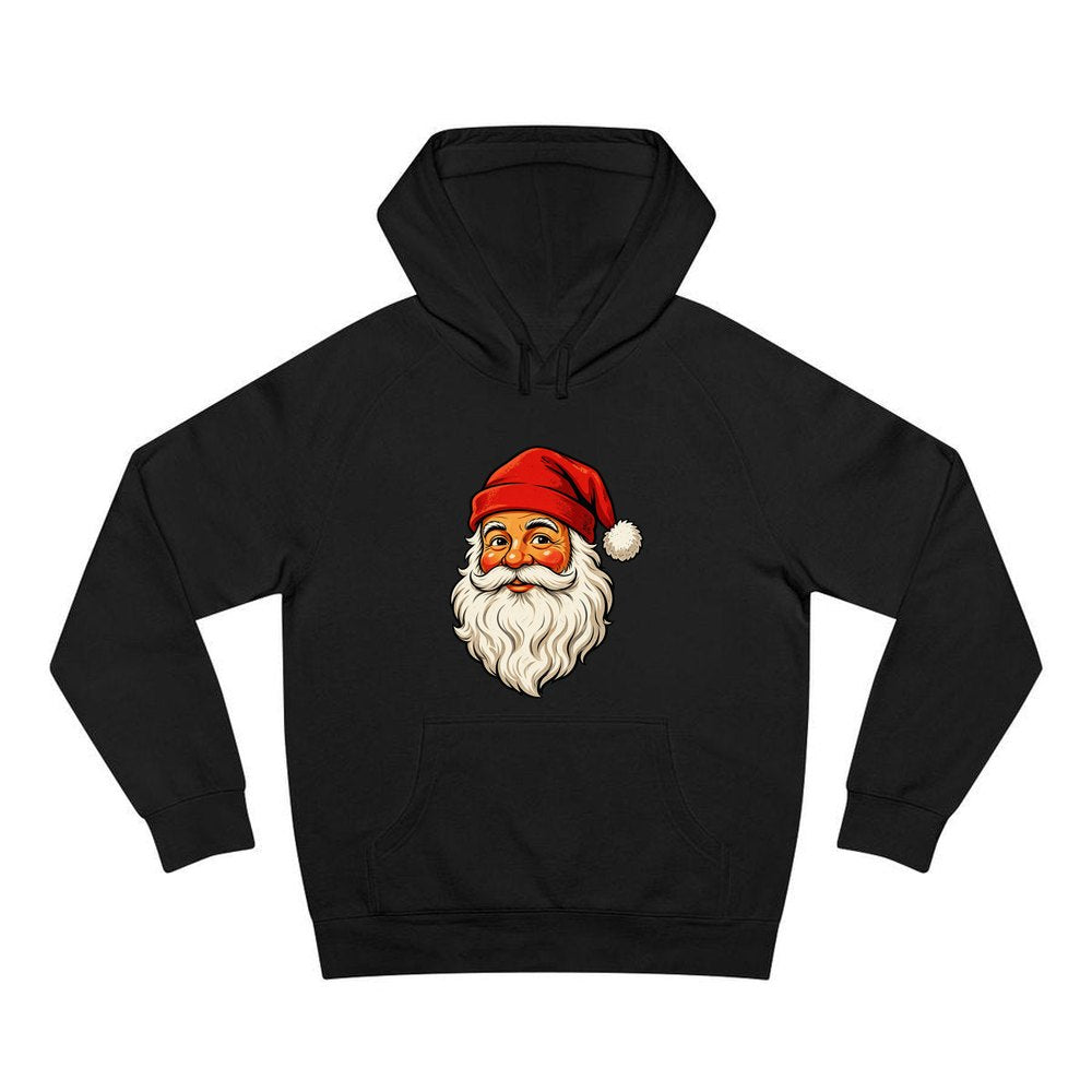 Retro Santa Face personalised Christmas hoodie in black