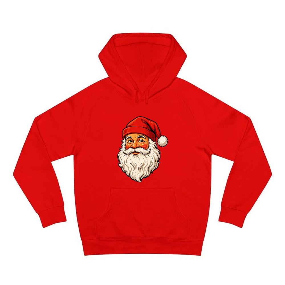 Retro Santa Face personalised Christmas hoodie in red