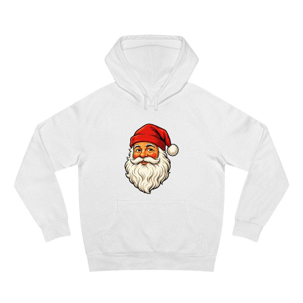 Retro Santa Face personalised Christmas hoodie in white