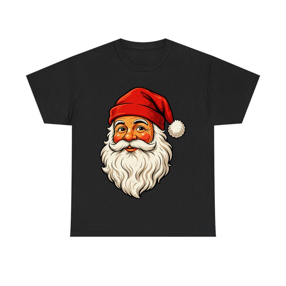 Retro Santa Face personalised Christmas T-shirt in black