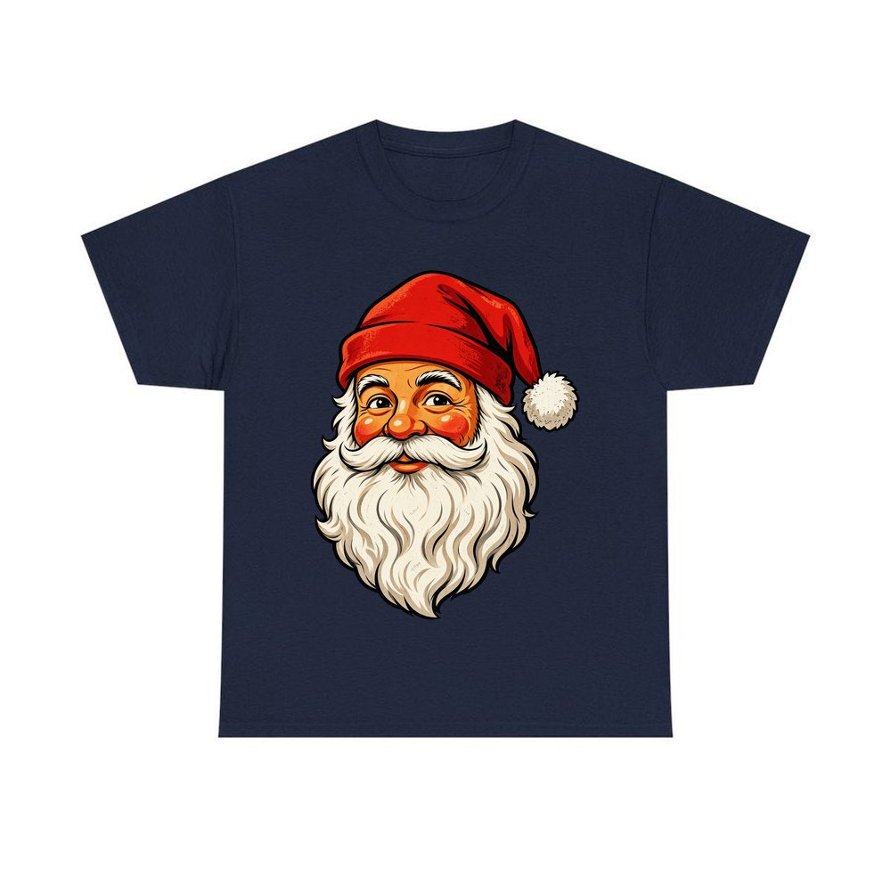 Retro Santa Face personalised Christmas T-shirt in navy