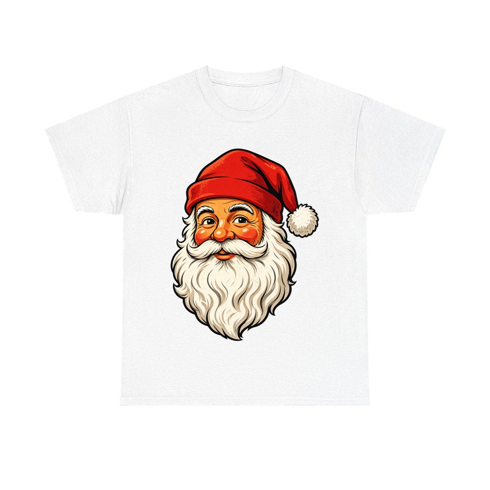 Retro Santa Face personalised Christmas T-shirt in white