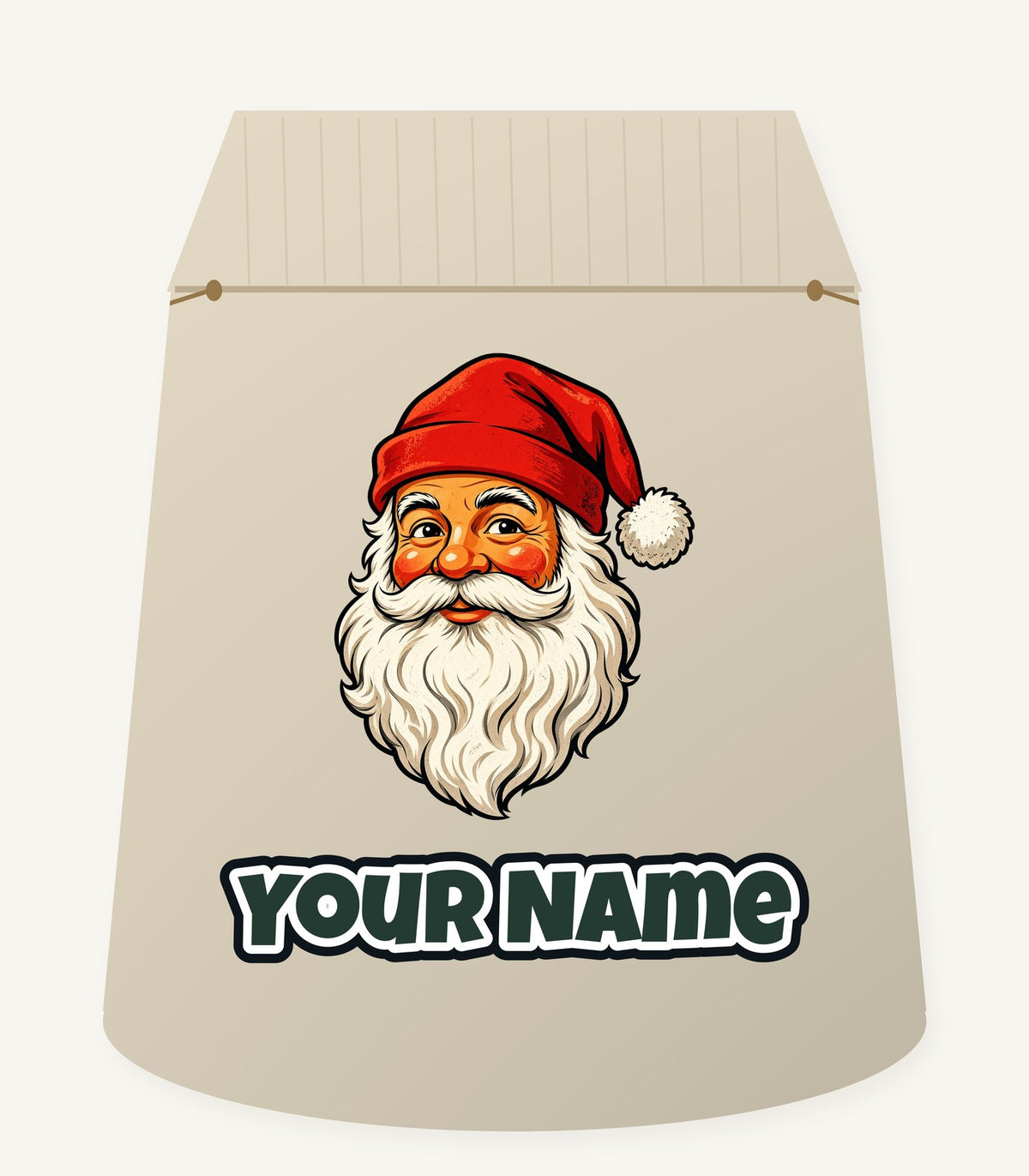 Retro Santa Face Personalised Santa Sack