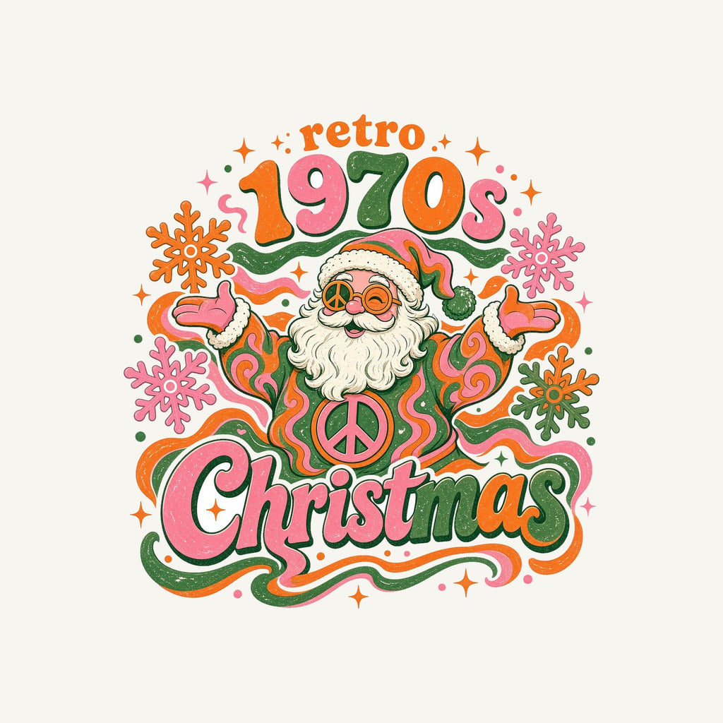 Retro Seventies Groovy Santa Personalised Kids and Baby Christmas Tee
