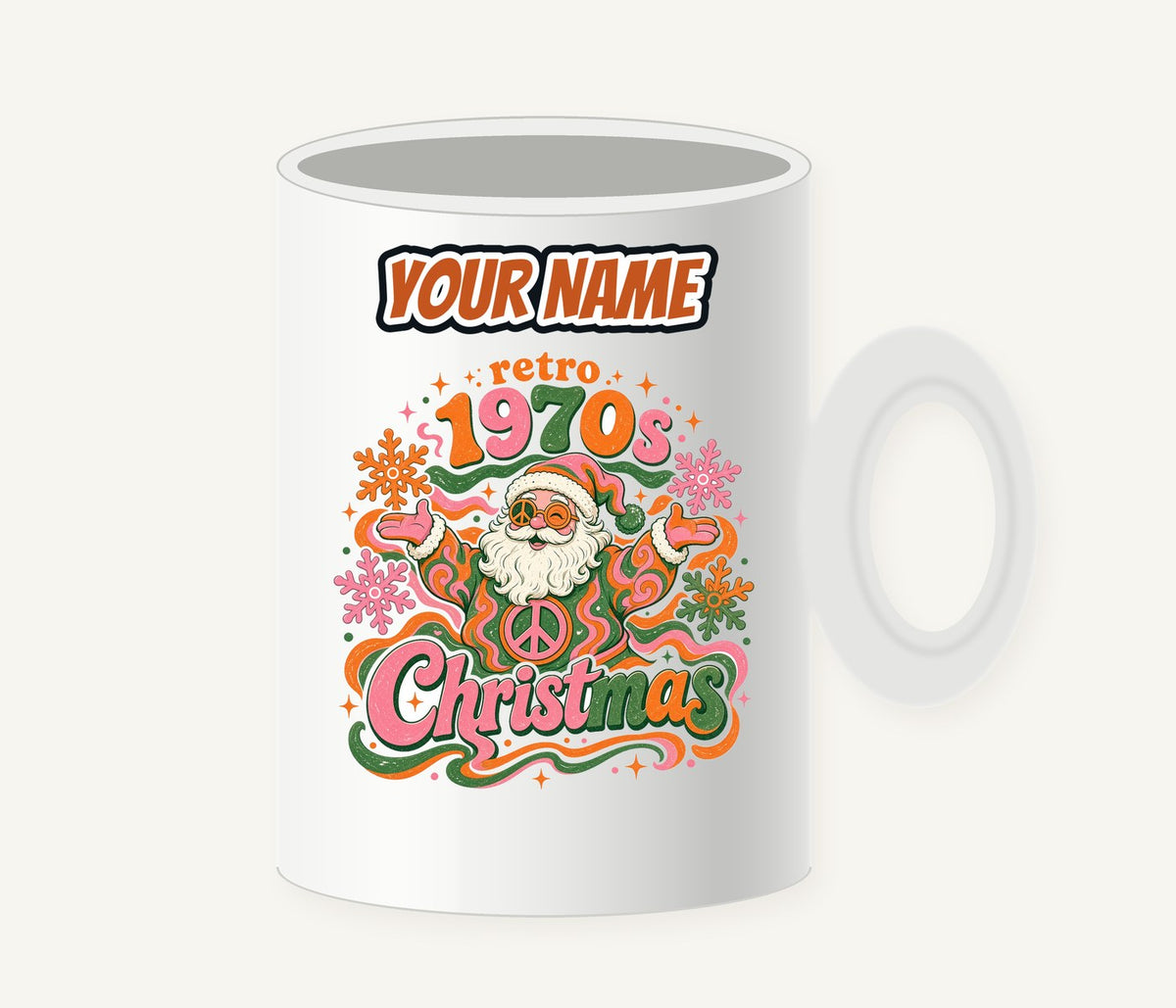 Retro Seventies Groovy Santa Personalised Christmas Mug