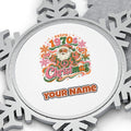 Retro Seventies Groovy Santa Personalised Pewter Christmas Ornament