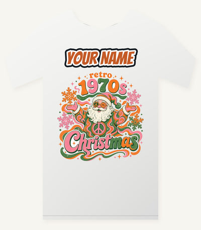 Retro Seventies Groovy Santa Personalised Christmas T-Shirt and Hoodie