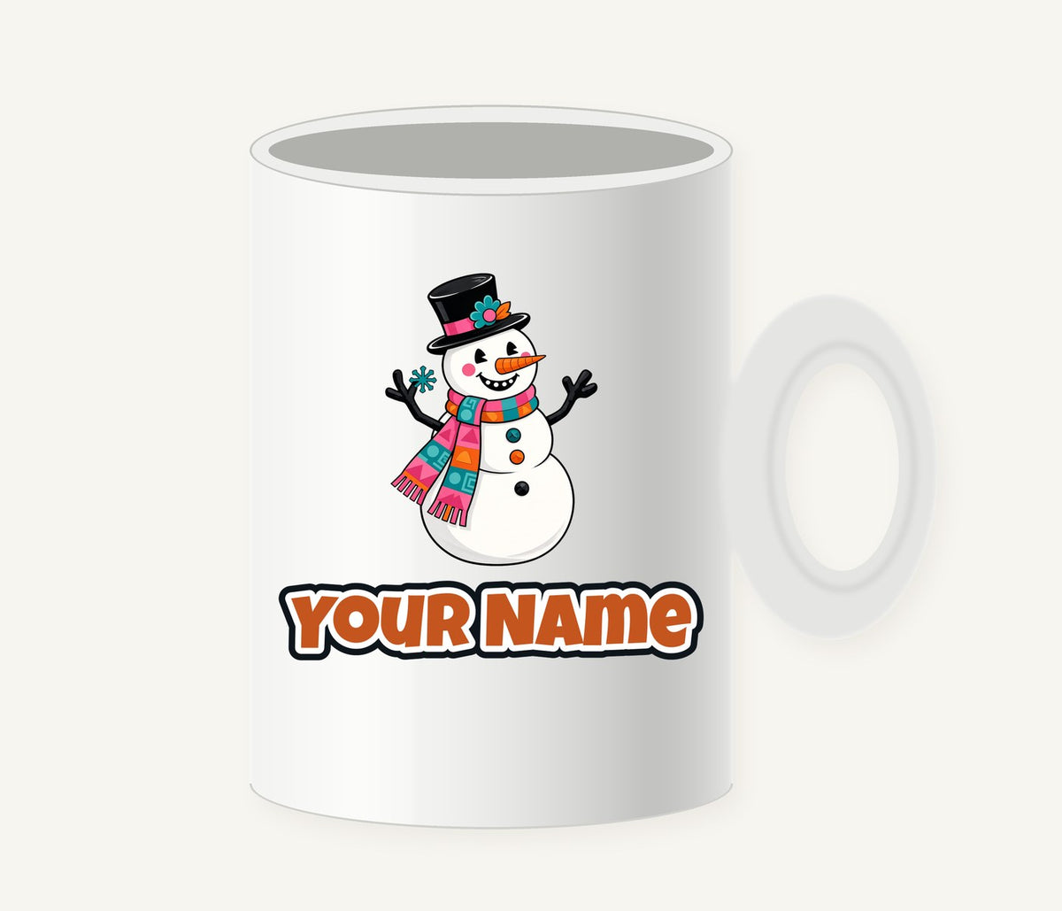Retro Snowman in Top Hat Personalised Christmas Mug