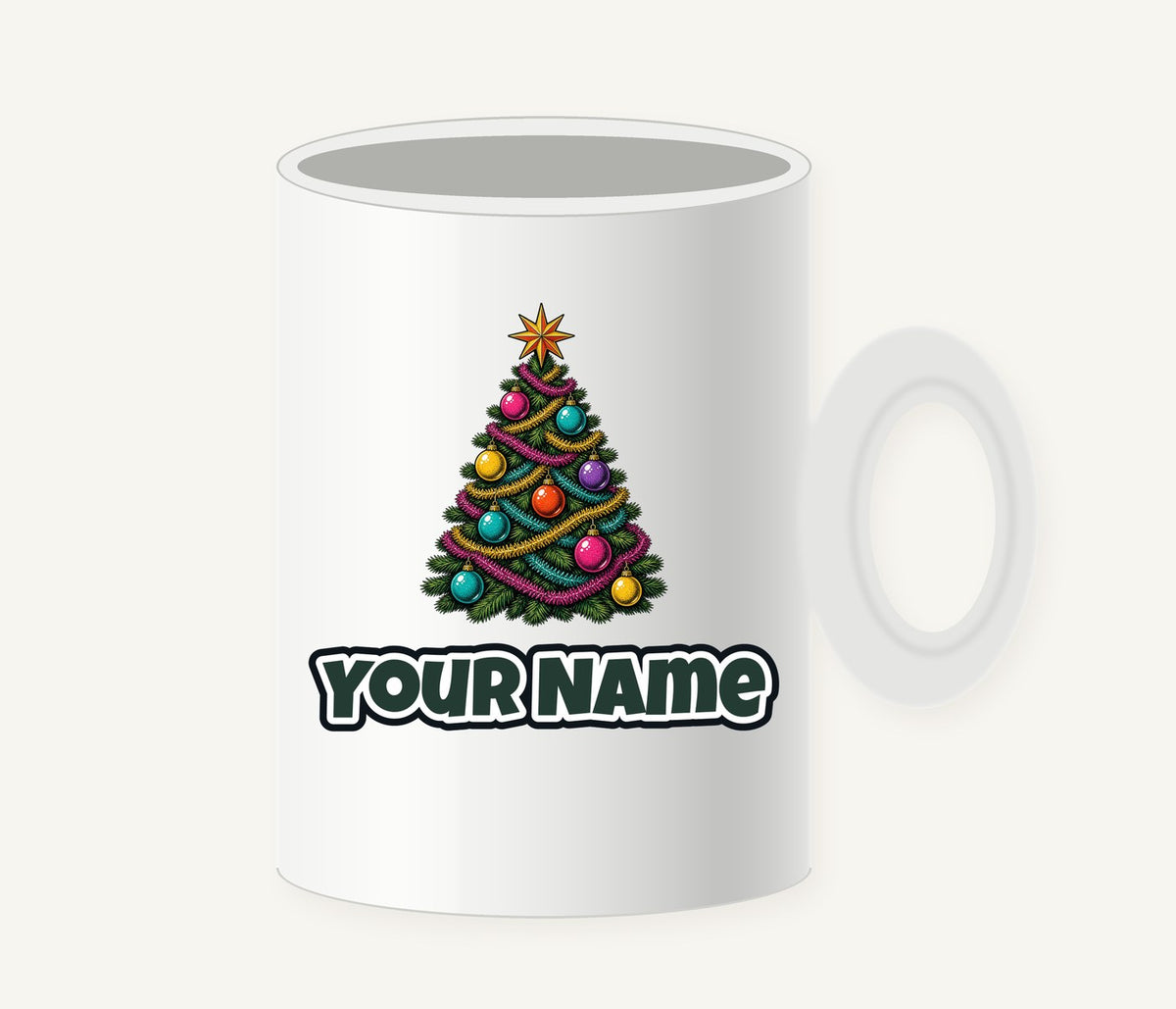 Retro Tinsel Christmas Tree Personalised Christmas Mug