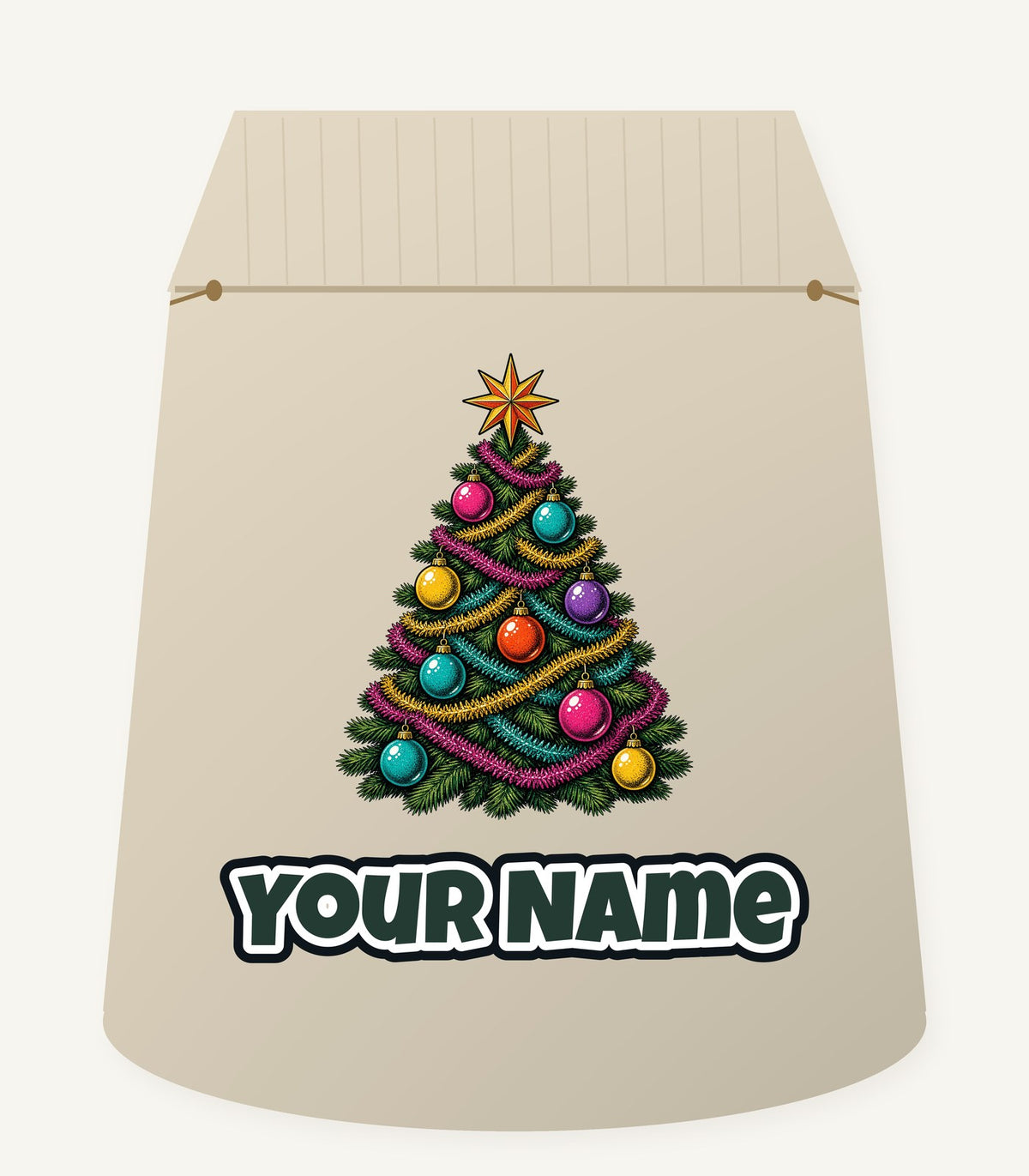 Retro Tinsel Christmas Tree Personalised Santa Sack