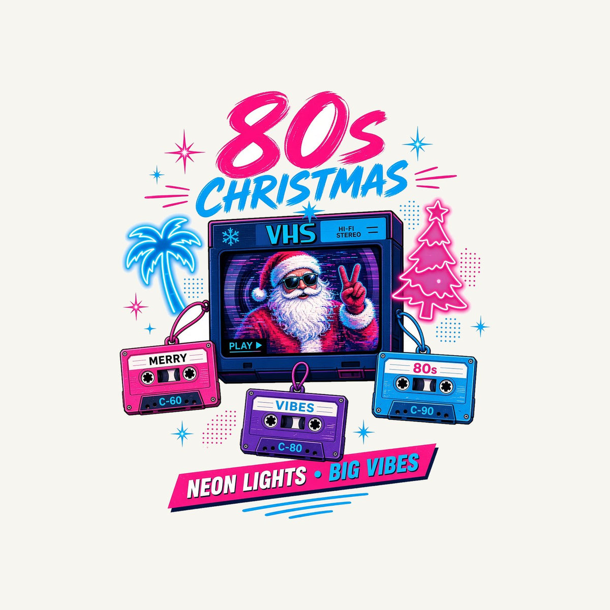 Retro Video Tape Christmas Personalised Kids and Baby Christmas Tee