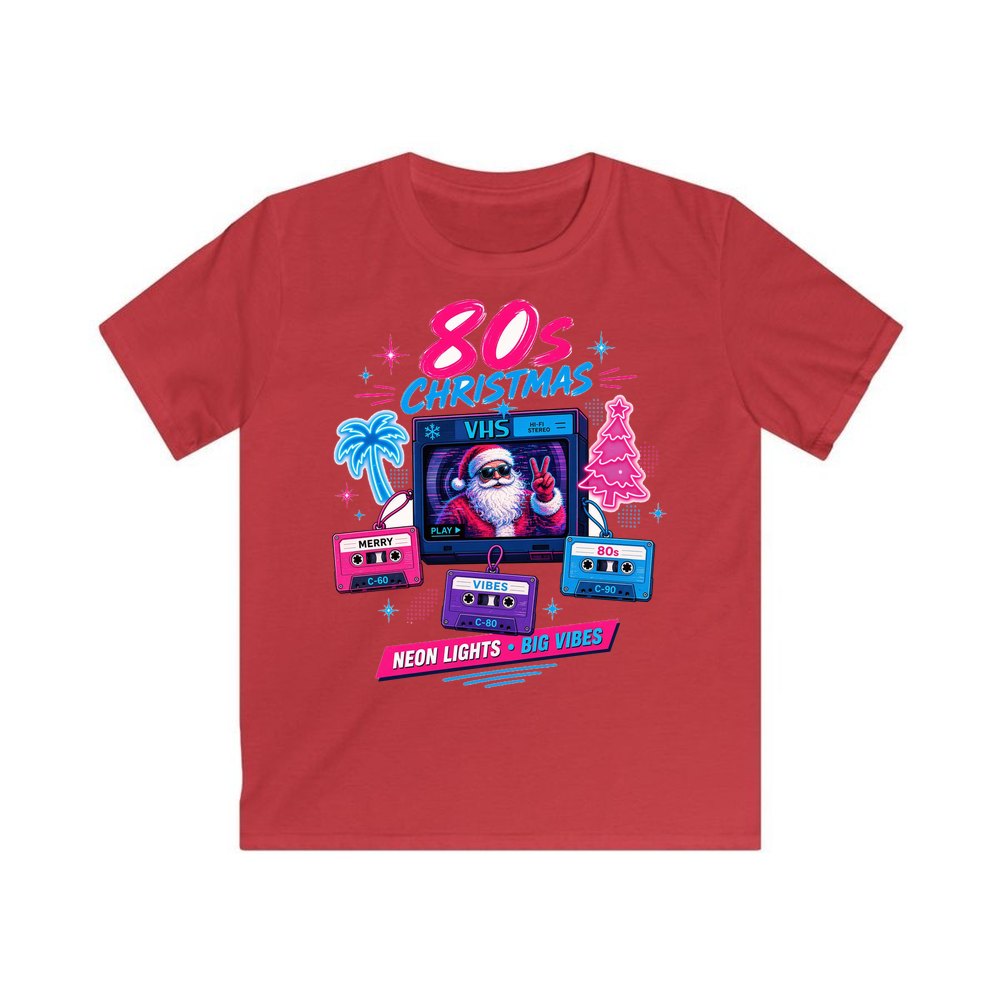 Retro Video Tape Christmas personalised kids Christmas tee in red