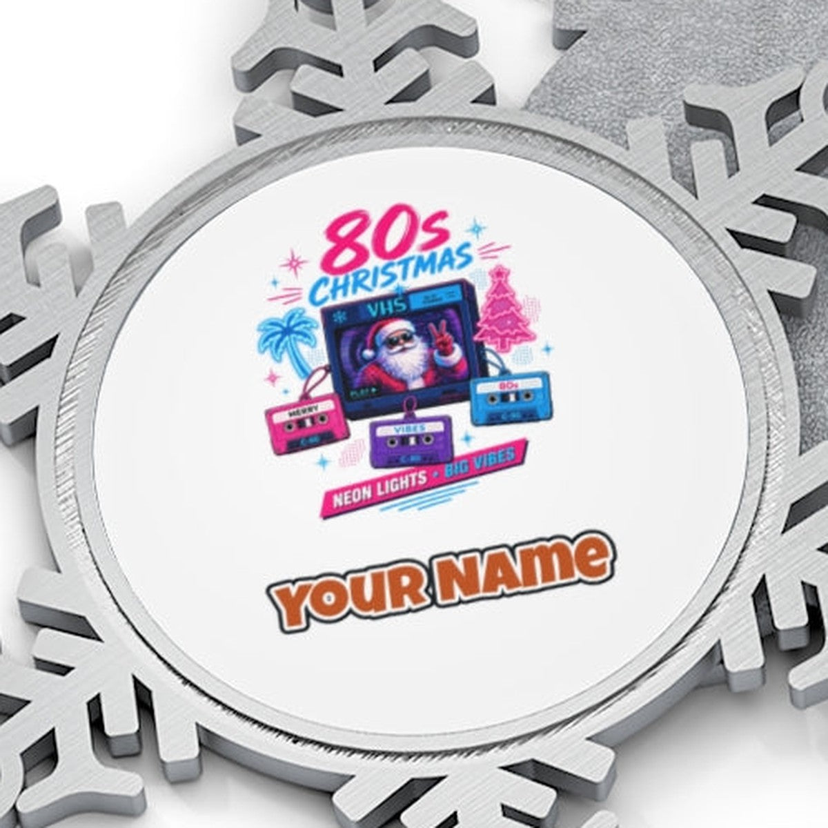 Retro Video Tape Christmas Personalised Pewter Christmas Ornament