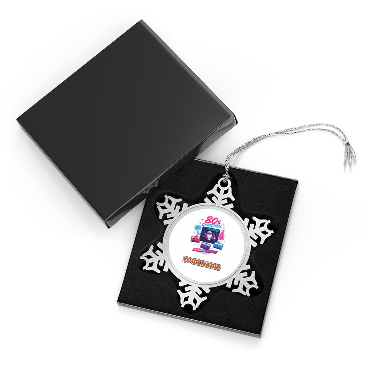 Retro Video Tape Christmas Personalised Pewter Christmas Ornament