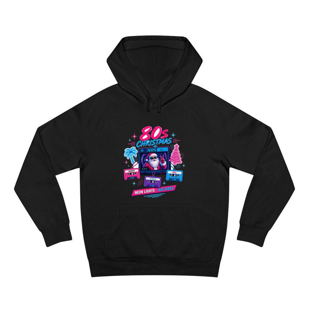 Retro Video Tape Christmas personalised Christmas hoodie in black