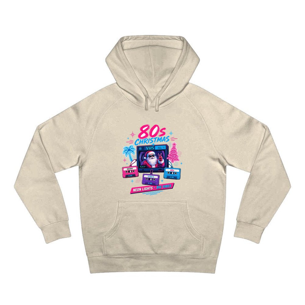 Retro Video Tape Christmas personalised Christmas hoodie in sand
